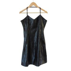 Vivienne Hu New York Black Snakeskin Python Dress 10 Sleeveless Cocktail Witchy